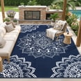 thumbnail image 3 of Findosom 8'x10' Outdoor Rug Large Patios Rug RV Outdoor Rug Waterproof Foldable Portable Camping Rugs Reversible Plastic Straw Rug Outdoor Area Rug for Camping, RV, Balcony, Patio, Picnic, Beach Blue, 3 of 9