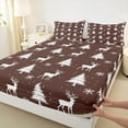 thumbnail image 3 of jejeloiu Cute Christmas Reindeer Queen Sheet Sets,Xmas Tree Flat Sheet,Deep Red White Queen Fitted Sheet For Children,Super Cozy Room Decor,4pcs, 3 of 7