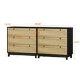 thumbnail image 3 of Rope Woven 3-Drawer Storage Cabinet Set of 2 - Space-Saving Modular Bedroom & Living Room Organizer with Ventilated Drawers, Durable Wood Legs, Black, 3 of 9