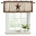 thumbnail image 2 of 2 Pack Valances for Windows, Western Star Brown Window Valances for Living Room/Bedroom/Bathroom, Texas Stars Retro Farmhouse Buffalo Plaid Light Filtering Kitchen Curtain Valance 42"W x18" L, 2 of 9