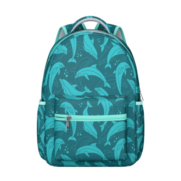 Vintage Minimalist Shark Backpack for Student Durable Waterproof School Bag with Abstract Ocean and Sea Life Print, Breathable Foam Padding, Adjustable Straps for School and Travel