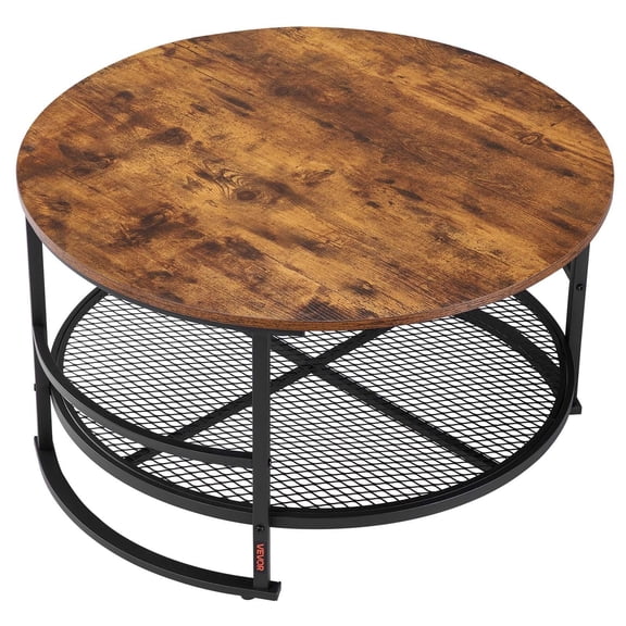 3-Piece Round Coffee Table Set, 31.5 Inch Industrial Nesting Tables with Metal Frame, 1 Coffee Table & 2 Side Tables for Living Room, Office, Apartment - Easy Assembly