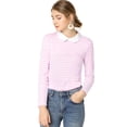 thumbnail image 1 of INSPIRE CHIC Disfraz de Halloween para mujer, manga larga, blusa a rayas en contraste Peter Pan Rosa XS, 1 of 6