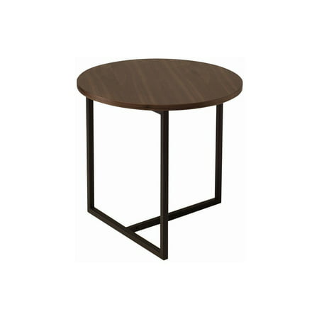 Turner Walnut Round Side Table Modern, Metal End Table Legs Canada