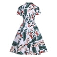 thumbnail image 3 of Floenr Sundresses for Women,Women Retro Print Short Sleeve Slim Bandage Lapel Buttons Vintage Dress, 3 of 4