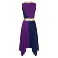 thumbnail image 5 of iiniim Women Metallic Color Block Dress Sleeveless Lyrical Dancewear Purple&Navy Blue XXL, 5 of 7