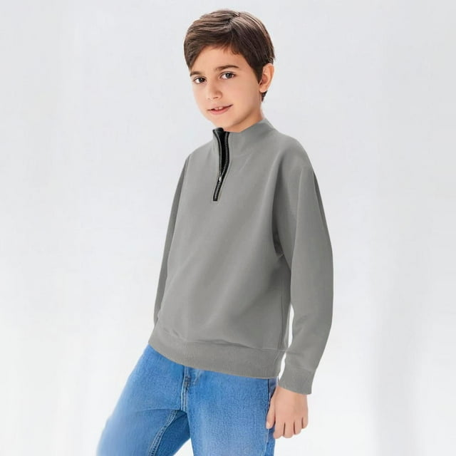Cowsor Boys Girls Crewneck Sweatshirts Toddler Baby Sweatshirt Solid Cotton Soft Long Sleeve Active Pullover Tshirts