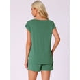 thumbnail image 4 of DARING DIVA 2 Pieces Lounge Knit Tee and Shorts Pajama Set S Green, 4 of 6