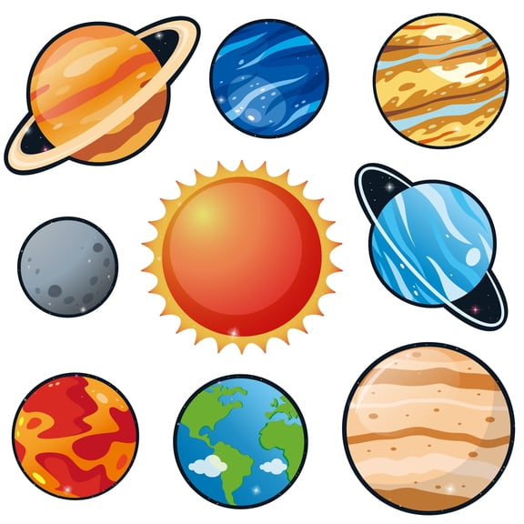 MALLMALL6 45pcs Outer Space Paper Cutouts for Classroom Wall Decal，9 Planets Wall Stickers