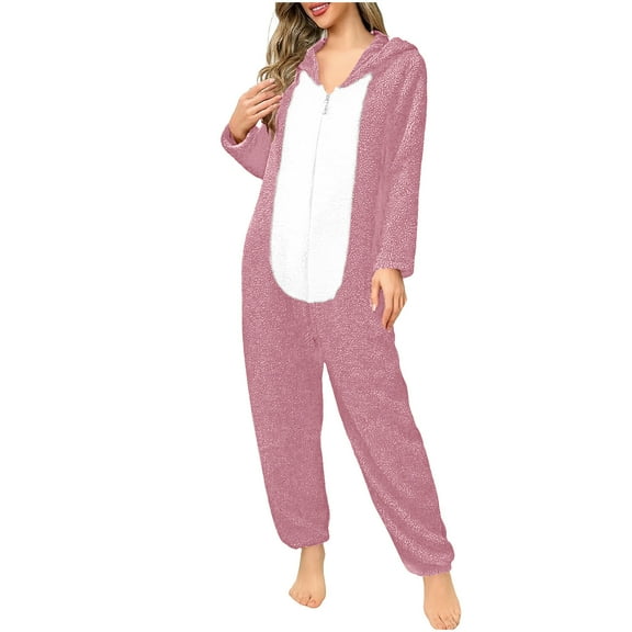 Guluxicc Family Christmas Pajamas Jumpsuits, Matching Christmas Holiday Hoodie Jumpsuits, Pjs Sleepwear Loungewear Sets, Pink