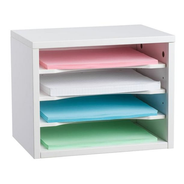 Adir 50201WHI Stackable Desk Organizer with Removable Shelves for Curved Edge White