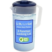 Joey'z Plastic Pitcher with Lid, 2 Quart, Bpa-Free, Plastic Pitcher for Freezer & Dishwasher Safe
