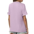 thumbnail image 4 of Plebaso Hauts Mignons pour Femmes, T-Shirts à Manches Courtes à Volants, Col Rond, Couleur Unie, Blouses d'Été Décontractées, 4 of 7