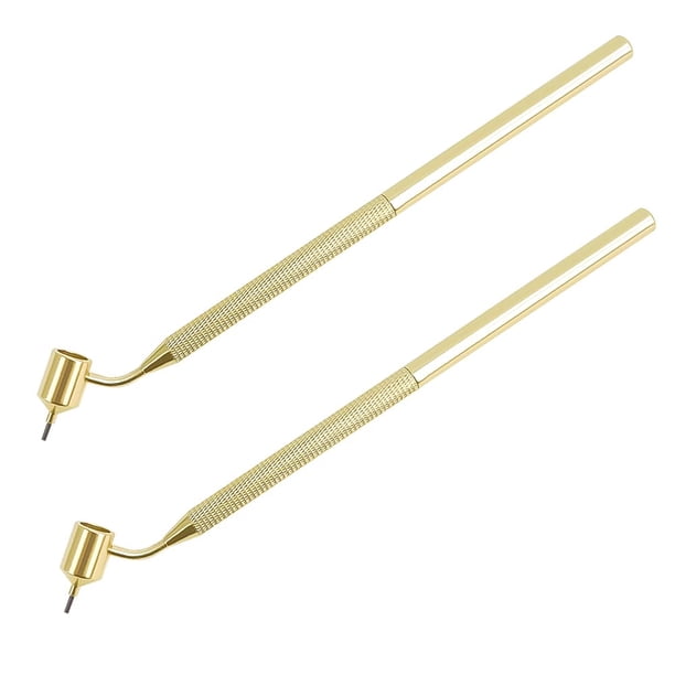 Bolígrafo de pintura de línea fina, 2 piezas, bolígrafo de pintura para escritor fluido, bolígrafo de retoque de pintura de precisión de línea fina inclinada, dibujo portátil dorado