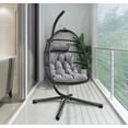 thumbnail image 2 of HONGGE Patio Hanging Egg Chair with Stand and Folding Basket Indoor Outdoor Use, Black, 2 of 9