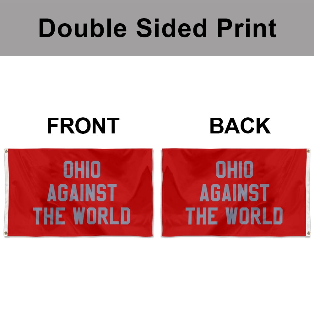 Dutern Double Sided Ohio Against The World Flag Banner 3x5Feet Garden house Flag banner Wall Decor Red Flag Banner 3 Ply with Brass Grommets 3x5 Feet