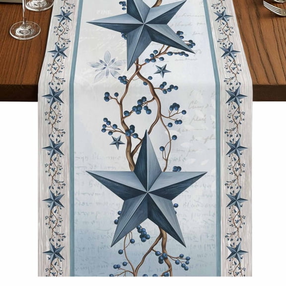 Table Runners 72 Inches Long Dress Scarves, Country Star Blue Farmhouse Kitchen/Dining Table Runner, Coffee Tablerunners, Farmhouse Vintage Branches Wooden 18x72 Inch