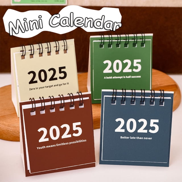 Fiudx Mini Calendario de Escritorio 2025, Diseño Compacto y Portátil, Papel Grueso de 250 G/M², Formato de Volteo Vertical, para Uso En Oficina, Escuela y Hogar, Herramienta de Planificación Eficaz,