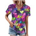 thumbnail image 2 of Puntoco Liquidación de blusas cortas para mujer, blusas casuales de manga corta con cuello en V a la moda para primavera y verano, 2 of 5