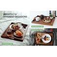 thumbnail image 6 of Large Acacia Wooden Serving Tray with Handles 20 x 14 inch Decorative Coffee Table Ottoman Tray for Living Room Extra Large for Kitchen Dinner Food Bar Breakfast in Bed (Color Natural), 6 of 14