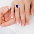thumbnail image 2 of GemsNY September Birthstone - Three Stone Oval Untreated Blue Sapphire Ring with Prong and Channel Set Round Side Diamonds For Women (Grade - AAAAA | 4.32cttw), 2 of 4