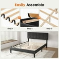 thumbnail image 3 of Yangming Twin Upholstered Platform Bed Frame with Linen Headboard Wood Slat, Dark Gray, 3 of 8