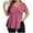 Hot Pink-03, variant on Mittory Women Plus Size Short Sleeve Knit Sweater V Neck Split Hem Blouses Casual Loose Pullover Tunic