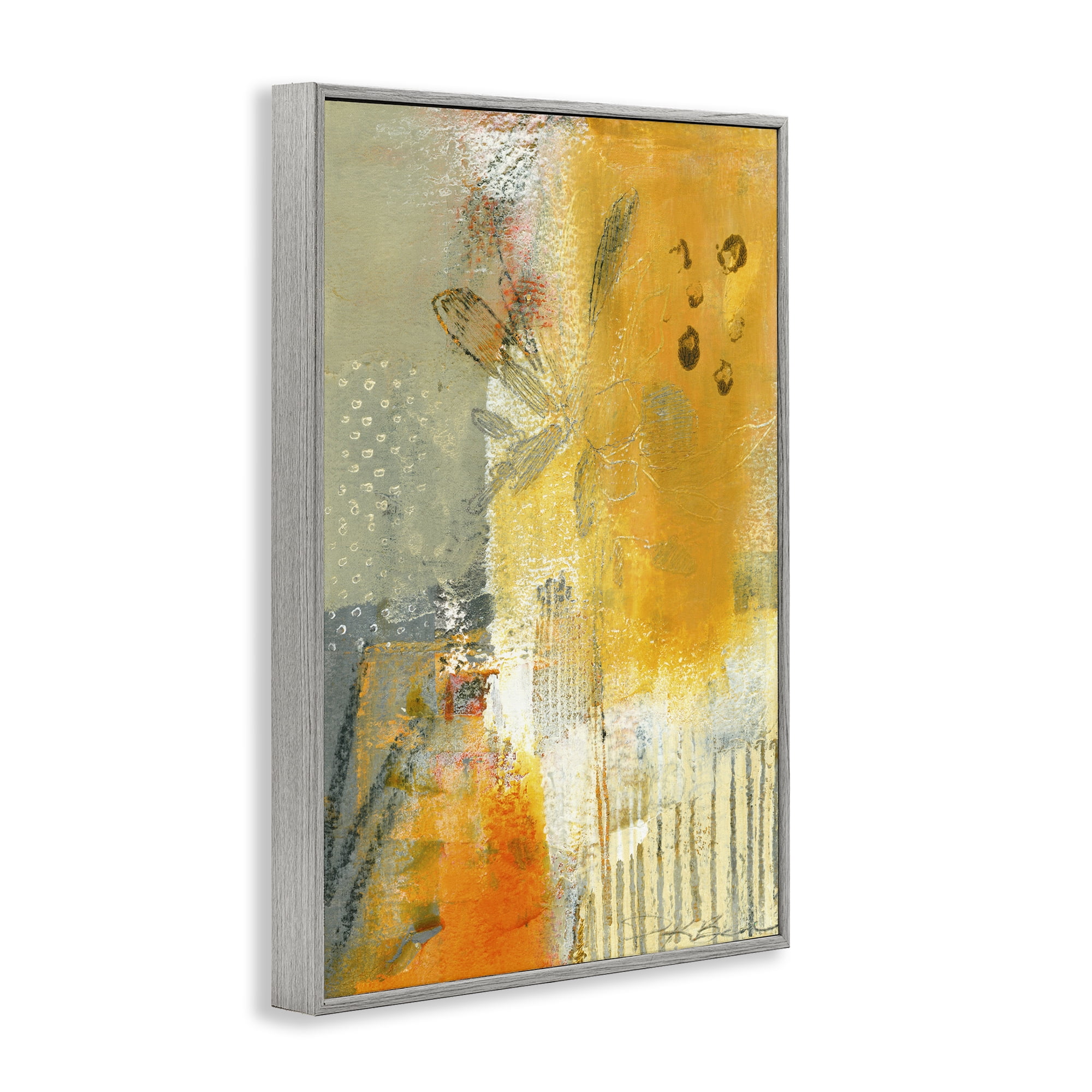 Stupell Industries Complex Rustic Abstraction Abstract Painting Gray Framed Art Print Wall Art, 20 x 30
