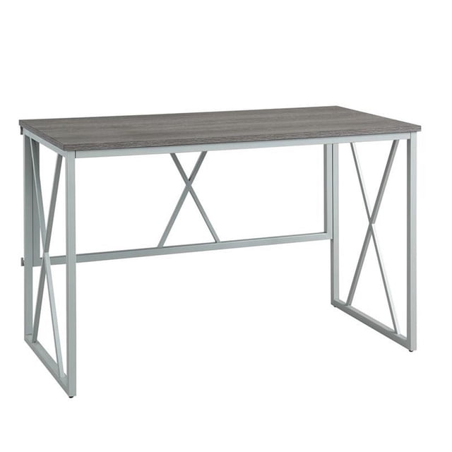 Pemberly Row Bureau X Pliable en Bois Patiné/nickel Satiné