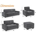thumbnail image 5 of VANACC Sofa, 3 Piece Set with Storage Ottoman, Deep Seat Couches- Comfy Sofas with Cup Holders & USB Charging Ports, Modern Couches for Living Room(Ash Grey Corduroy), 5 of 5