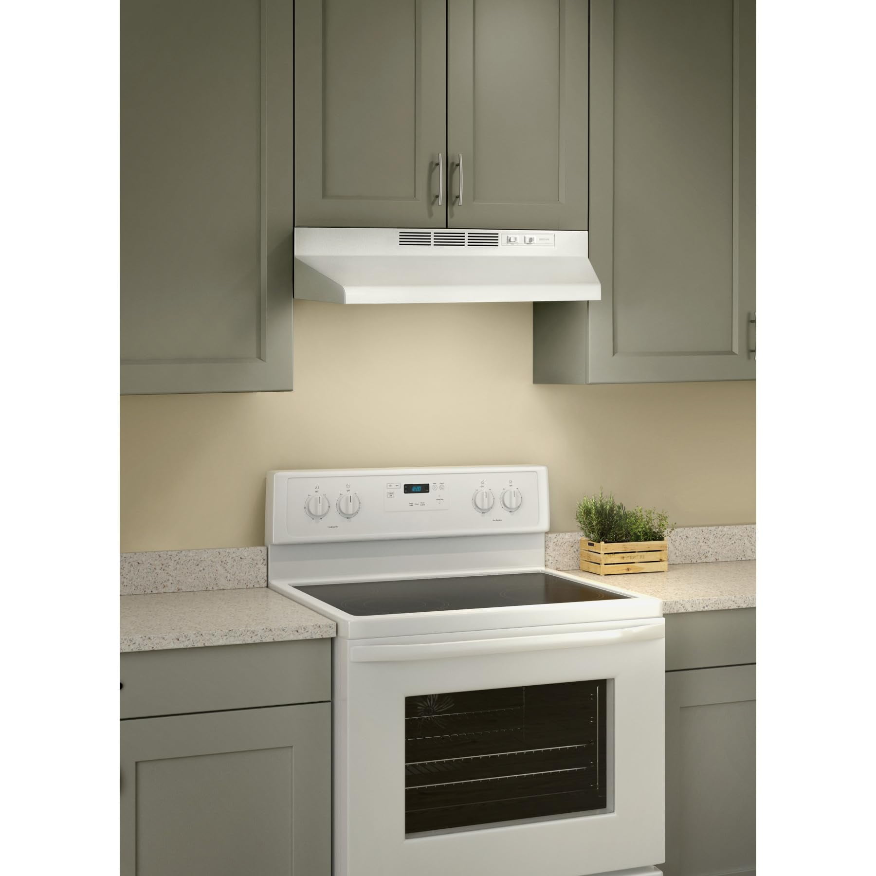 Broan-NuTone 413001 Non-Ducted Ductless Range Hood with Lights Exhaust Fan for Under Cabinet, 30-Inch, White CA2