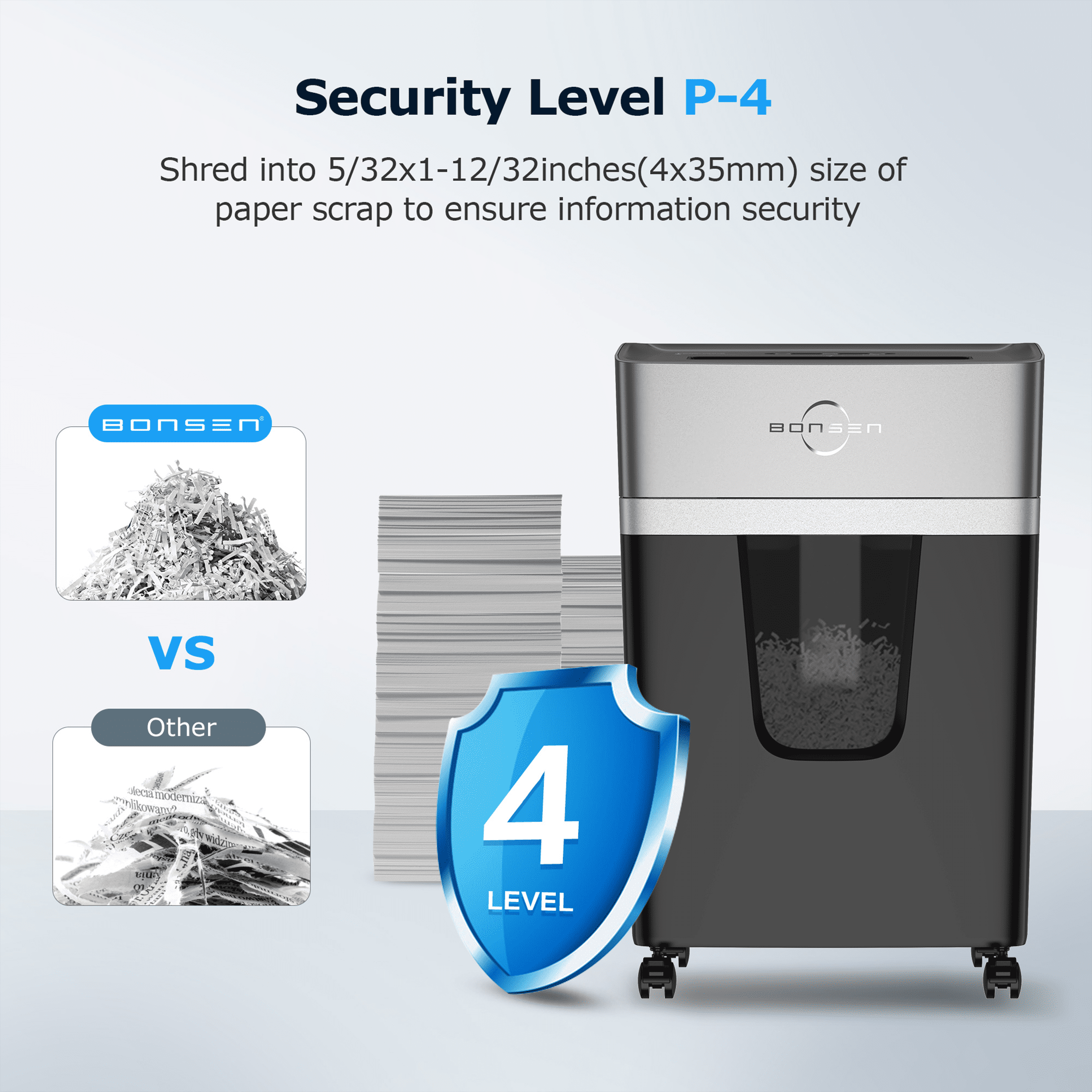 BONSEN 16-Sheet Cross Cut Paper Shredder Home Office Heavy Duty Shredders with 5.3 Gal Pullout Bin