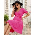 thumbnail image 6 of Yesfashion Wholesale Women's V Neck Short Sleeves Pregnancy Casual Tie High Waist a Line Solid Color Midi Dress, 6 of 8