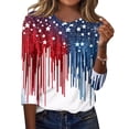 thumbnail image 2 of Women's 250th Anniversary Usa Shirt Independence Day Patriotic Star Print Crew Neck 3/4 Sleeve July 4th Top, 2 of 5