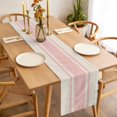 thumbnail image 3 of Pink Stripes Table Runner - 72 Inch Long Geometric Vintage Country Modern Cotton and Linen Blended Dress Scarves Farmhouse Table Runner for Kitchen Dining, Coffee Table, 13" x 72", 3 of 8