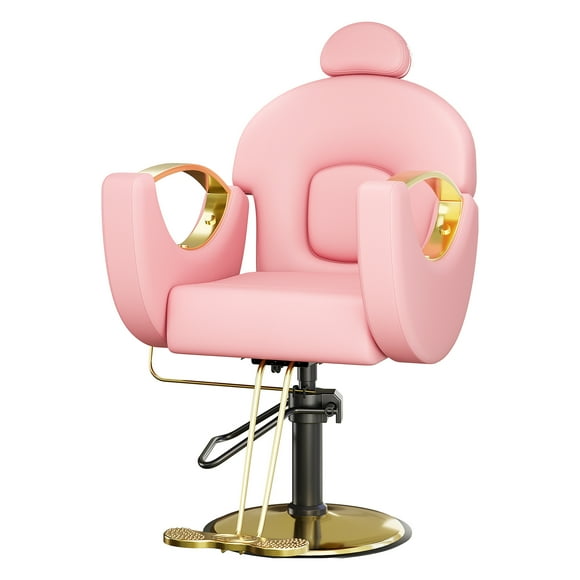 Barber Chair – Hydraulic Reclining Barber Chair for Home & Salon, 360° Swivel, Adjustable Height & Headrest, Heavy Duty Pump – Multi-Functional Stylist Salon Chair, Black