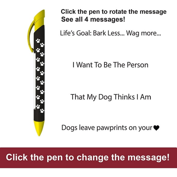 Stylo de salutation avec empreintes de pattes et messages rotatifs, lot de 6 stylos (36591)
