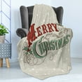 thumbnail image 4 of Christmas Soft Flannel Fleece Throw Blanket, Xmas Stars and Snowflakes Backdrop Retro Lettering, Cozy Plush for Indoor and Outdoor Use, 70" x 90", Eggshell Sea Green Ruby, by Ambesonne, 4 of 5
