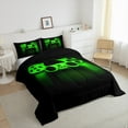 thumbnail image 3 of jejeloiu Teens Video Game Queen Comforter Set,Boys Gamepad Console Bedding Sets,Green Black Bedding Comforter Set For Kids,Microfiber Bedroom Decor Reversible,3 Pieces, 3 of 8