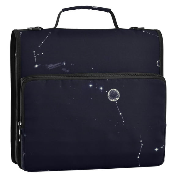 Cosmic Constellations Stripes Lines Zipper Binder Bag 3 Ring Binder Bag,Large Capacity Durable Binder Organizer Bag