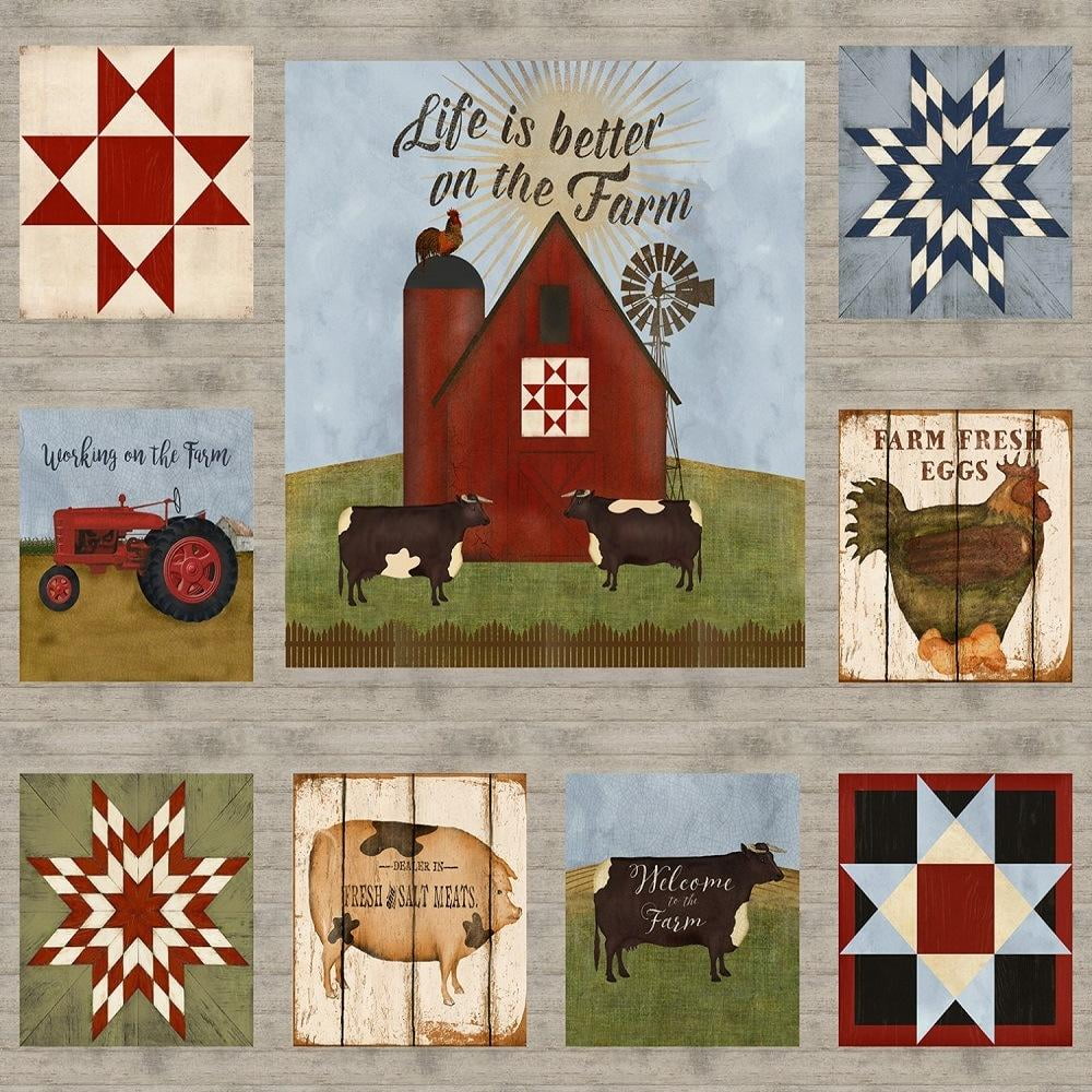 3 Wishes, Multi Barn Fabric Panel