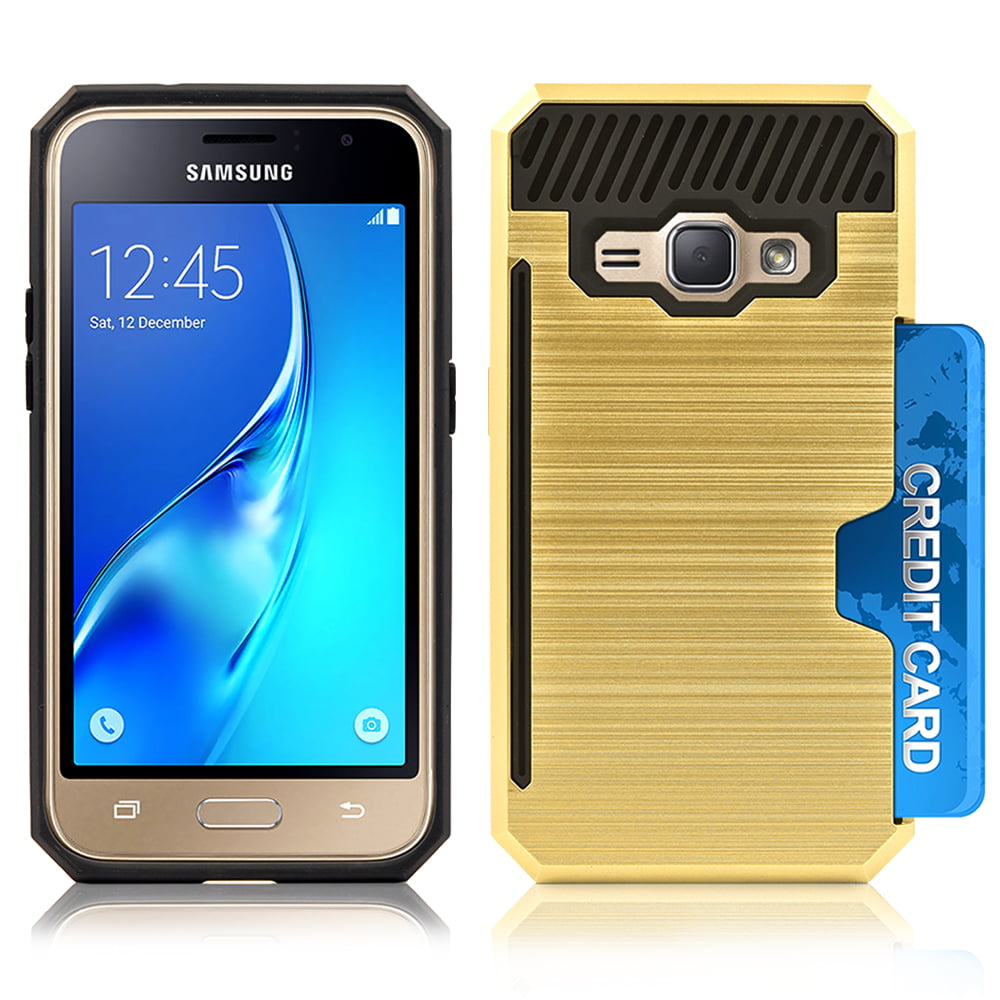 hefboom Aggregaat Sophie Samsung Galaxy J1 2016 / AMP2 Slim PC Metal Brushed Protective Credit Card  Slot Case Cover - Walmart.com