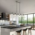 thumbnail image 3 of ACE-LIGHTS,Modern Industrial 5-Light Chandelier with Clear Glass Shades(Bulbs Not Included),Hanging Ceiling Light Fixture for Living Room,Dining Room,Kitchen Island(Brushed Nickel), 3 of 10