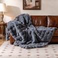 thumbnail image 3 of Costway 80" x 60" Bubble Faux Rabbit Fur Throw Blanket with 2-Sided Design for Winter Gray, 3 of 10