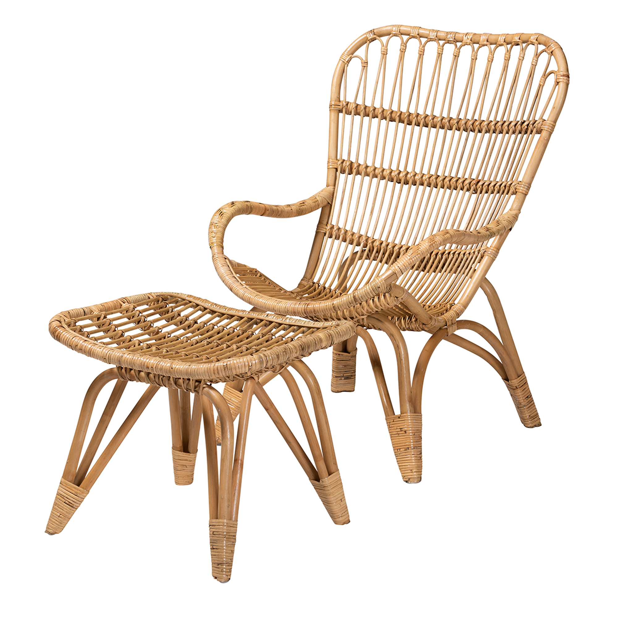 Baxton Studio Earvin Rattan BOHO Living Room Sets, 2-Piece, Natural Brown
