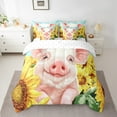thumbnail image 2 of Erosebridal Cute Pig Bedding Sets King Size, Sunflower Comforter Sets with Sheets, Rustic Animal Decor, Reversible 7-Piece, 2 of 5