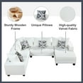 thumbnail image 2 of 110*85" Modern U Shape Sectional Sofa, Comfortable Velvet Sofa with Multiple Pillows,Wide Chaise Lounge Couch for Living Room Apartment Office, White, 2 of 9