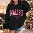 thumbnail image 2 of Women and Girls' Black Malibu California Graphic Hoodie - Soft Long Sleeve Pullover Sweatshirt with Front Pocket, 2 of 4
