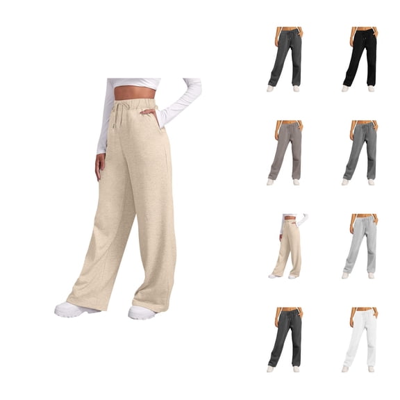Sweatpants Women 2026 Fall Winter Trendy Elastic High Waist Drawstring Wide Leg Loose Casual Yoga Pants with Pockets