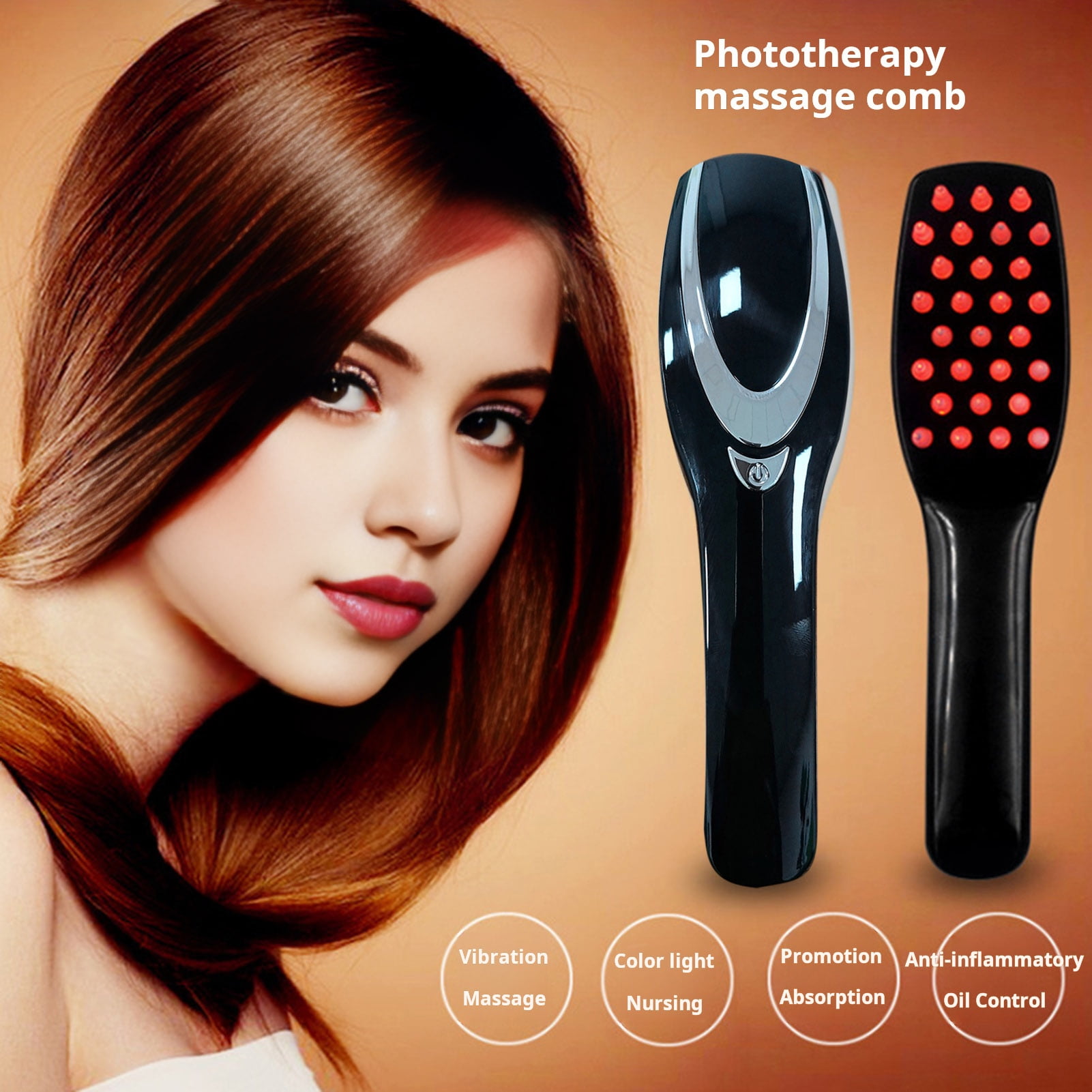 Happydeer Electric Hair Growth Comb Professional Scalp Massager Red Blue Light Therapy Hair Loss Treatment Portable Electric Massage Brush for Thinning Hair